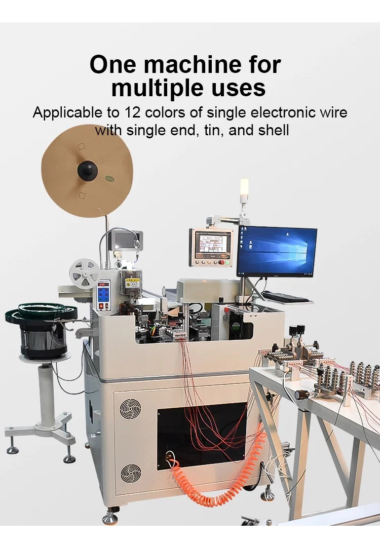 meerdere draden dringen door plastic stekkers schaal, draad strippen positie terminal krimpen vertinnen machine, Bekijk Plastic shell invoegen machine 