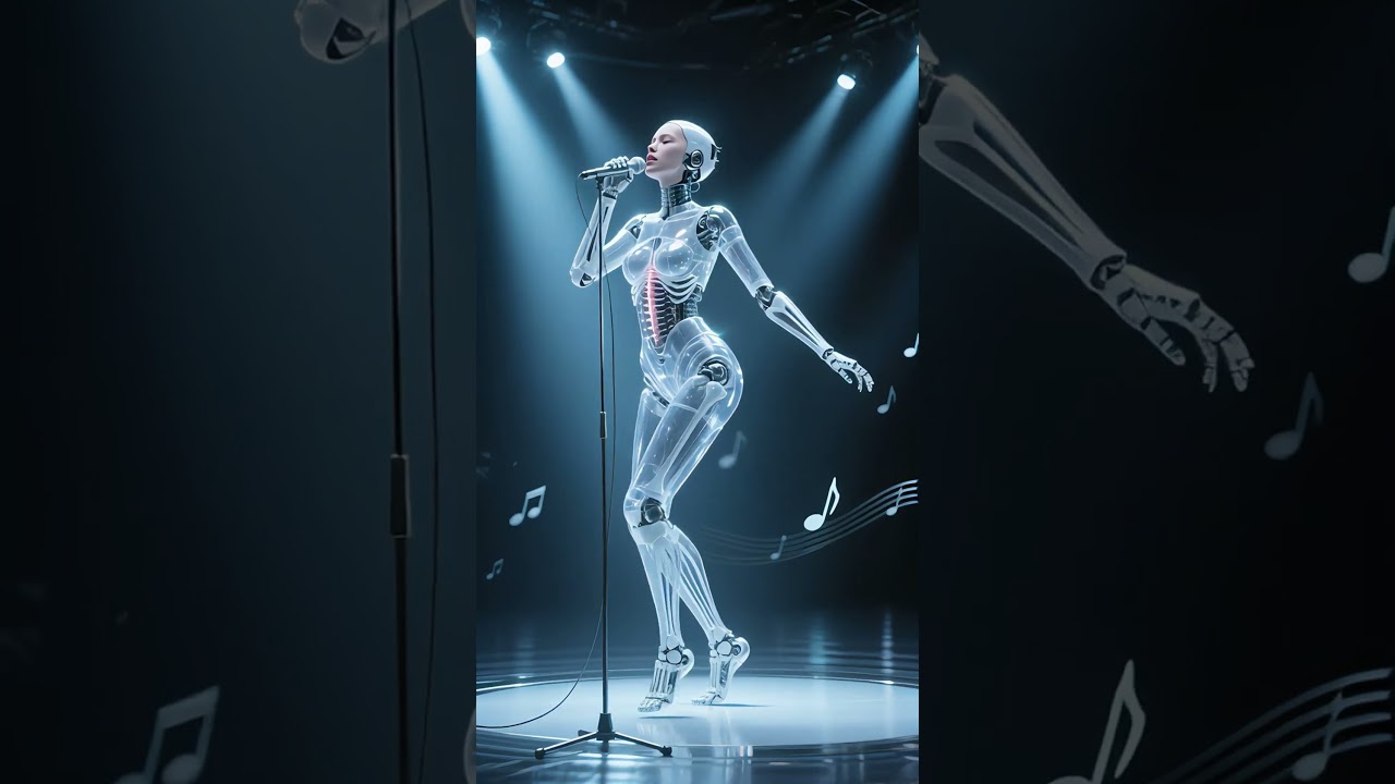 Beautifully designed robots are giving a singing performance. #robots