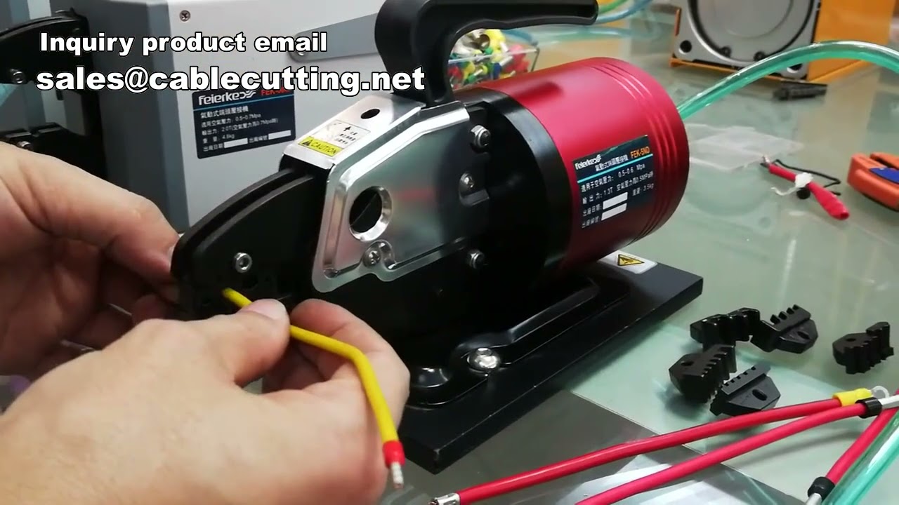Mini pneumatische kabelkrimpmachine voor ringkabelschoenen | Compacte bench crimper