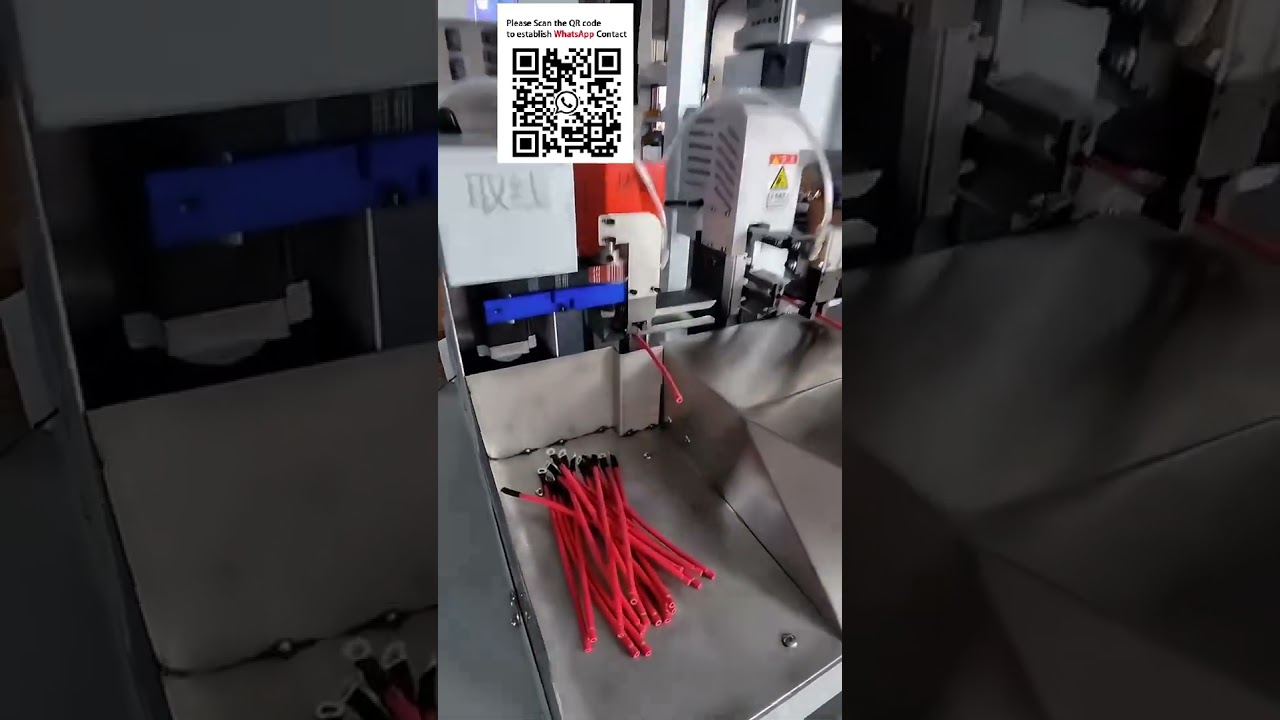 Automatische terminalkrimpmachine met warmtekrimpbuisinsertie – #IndustriëleAutomatisering